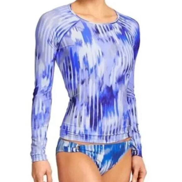 NWT~Athleta Women’s Swim Wailea Long Sleeve Rashguard Blue Size Large - Picture 2 of 14